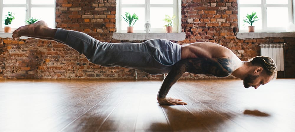 men practicing plank