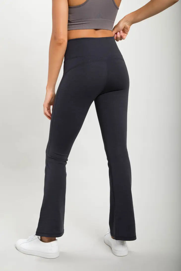 Women's Mono B, Tapered Band Solid Leggings with Back Pockets