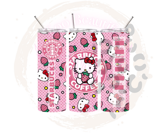 Pink Kitty Starbucks Tumbler - Sublimated Tumblers