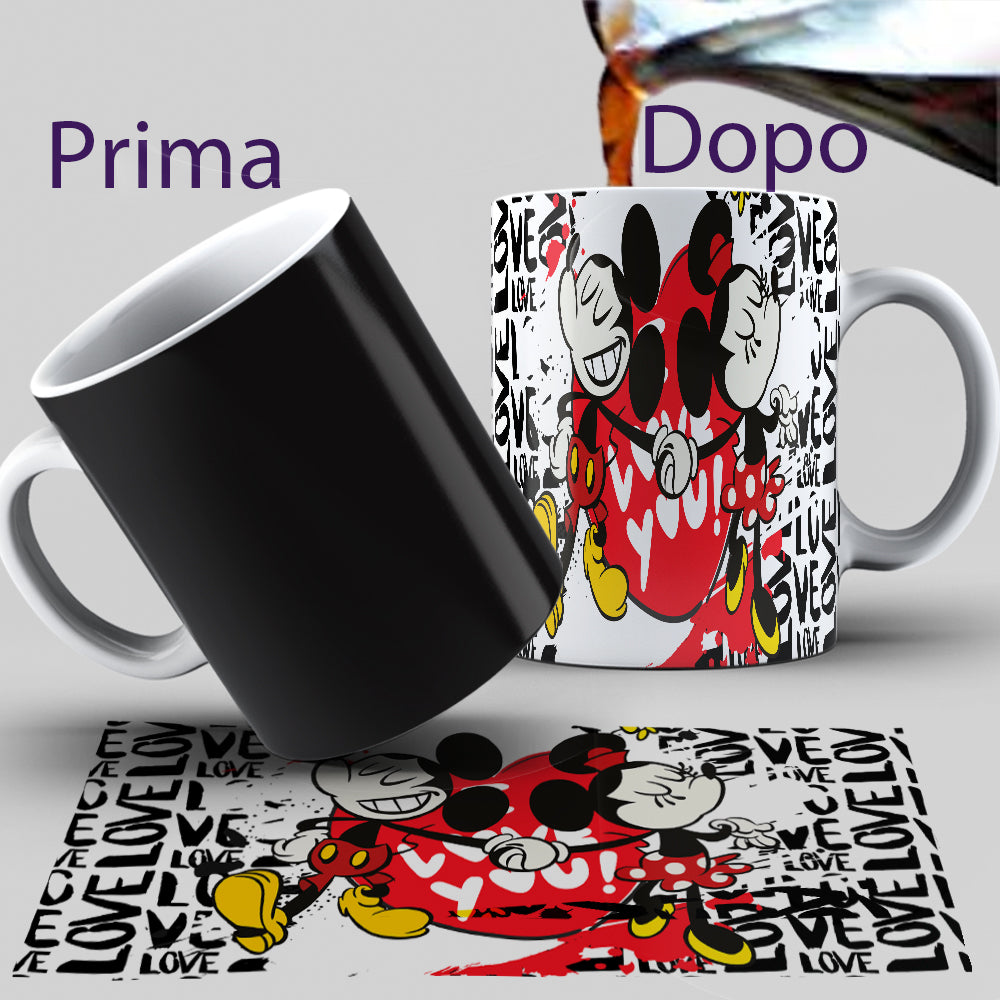 TAZZA LOVE MICKEY PERSONALIZZATA  MOD.07 sacchetto Set Pappa 3pezzi Minions