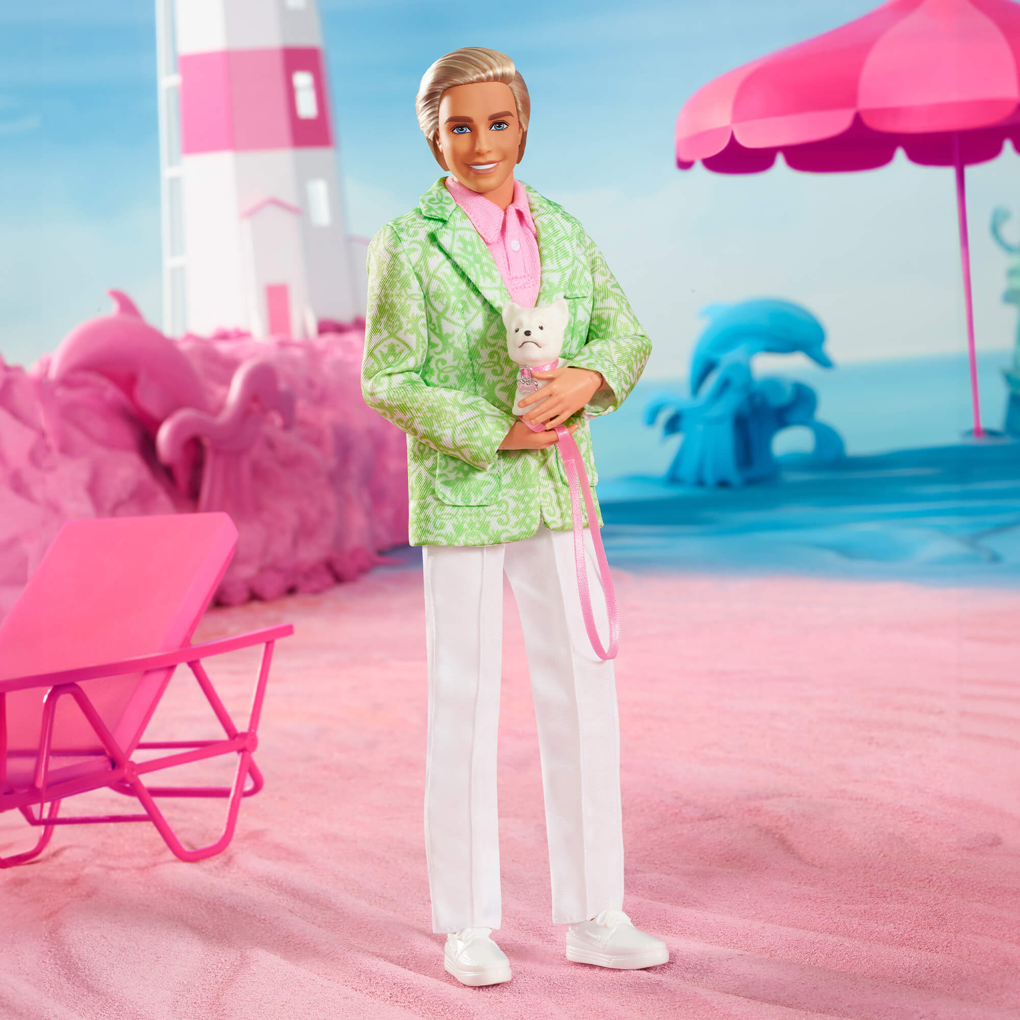 Ken Doll Wearing Pastel Striped Beach Matching Set – Barbie The Movie