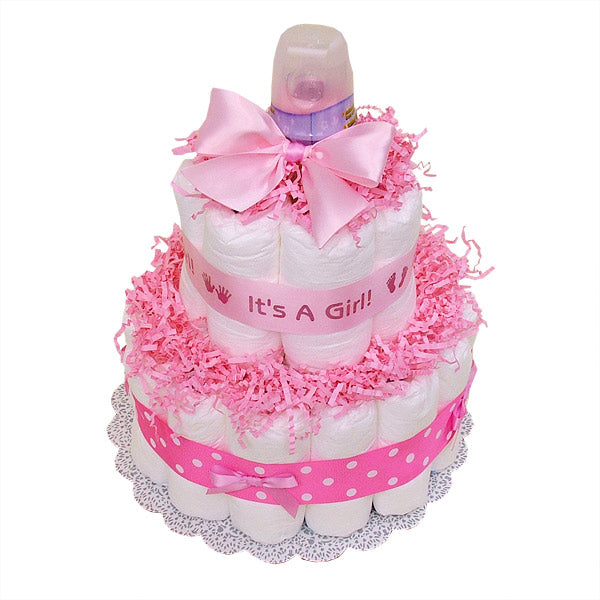 高品質の人気 記念日を彩るdiaper cake ver. （花冠付き）pink 