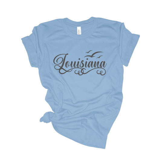 Gumbo T-Shirt Co Louisiana T-Shirt, Louisiana Themed Tee, Music Festival Shirt, College Student Gift, Champion Blue Bella Canvas Large / Columbia Blue
