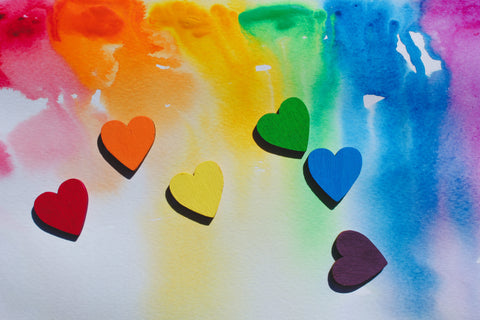 Colorful rainbow hearts