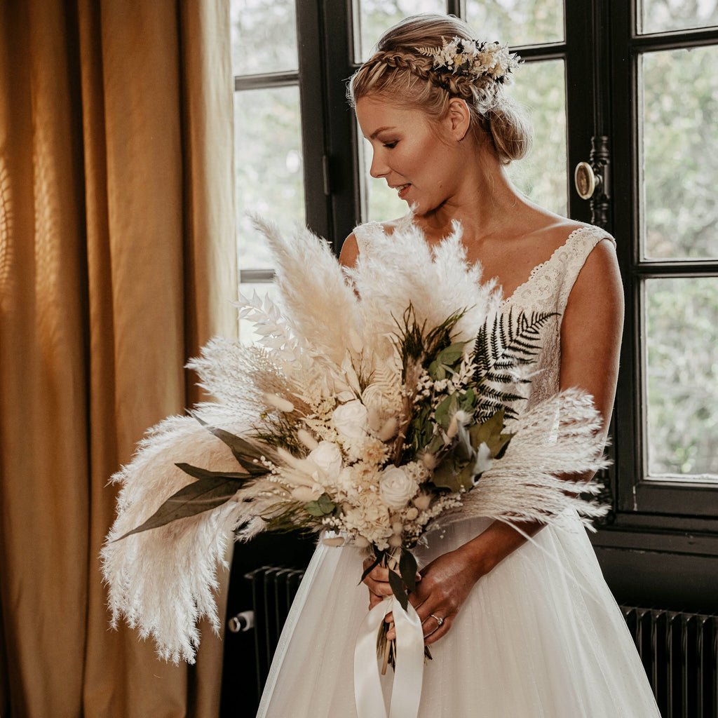 Bouquet de mariée en fleurs séchées Idylle | Instant Candide