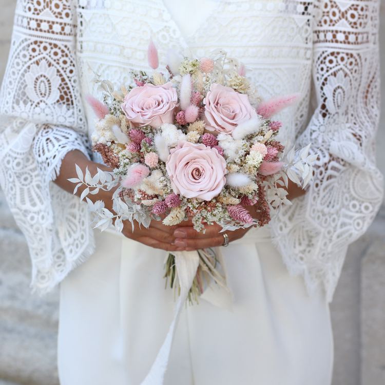 Bouquet de mariée en fleurs séchées Romance | Instant Candide