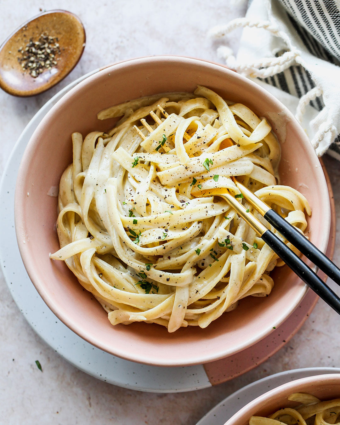 Vegan Tahini Fettuccine Alfredo - Soom Foods