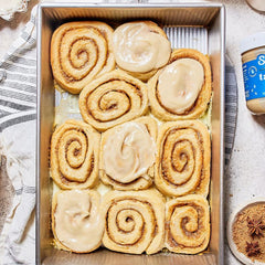 Frosted Tahini Cinnamon Buns