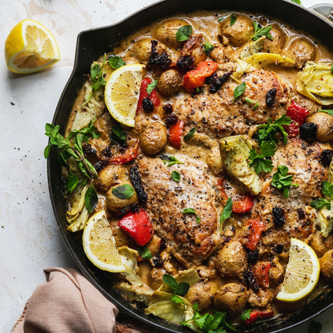 One-Pan Mediterranean Chicken and Potatoes Skillet