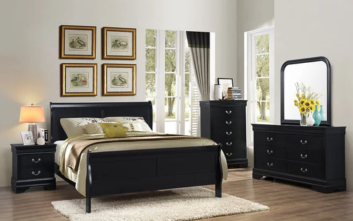 Louis Philippe Style Bedroom 3pc Set California King Size Bed 2x Nightstands  Brown Cherry Finish Classic Bedroom Furniture 