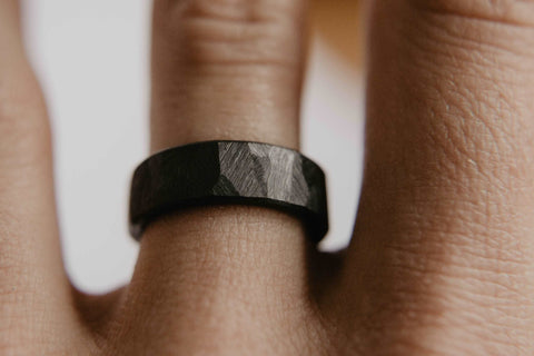 Black Zirconium Wedding Band (shown on finger)