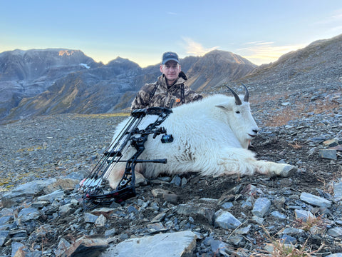 Wide Single Bevel Broadhead on Mountain Goat