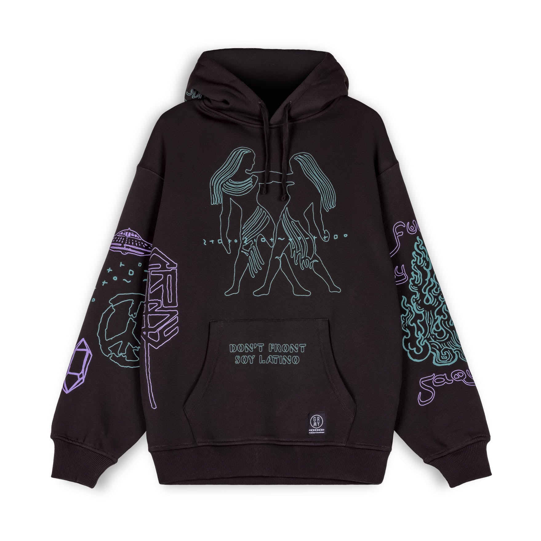 GRIMEY LOST BOYS ALL OVER JACQUARD SHERPA HOODIE BLACK Grimey Store