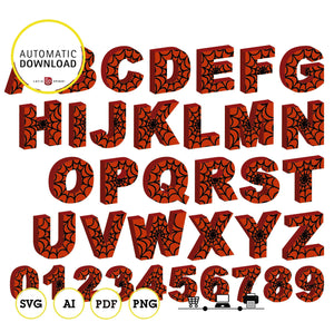 Spiderman alphabet, clipart 3d – Phigraphic