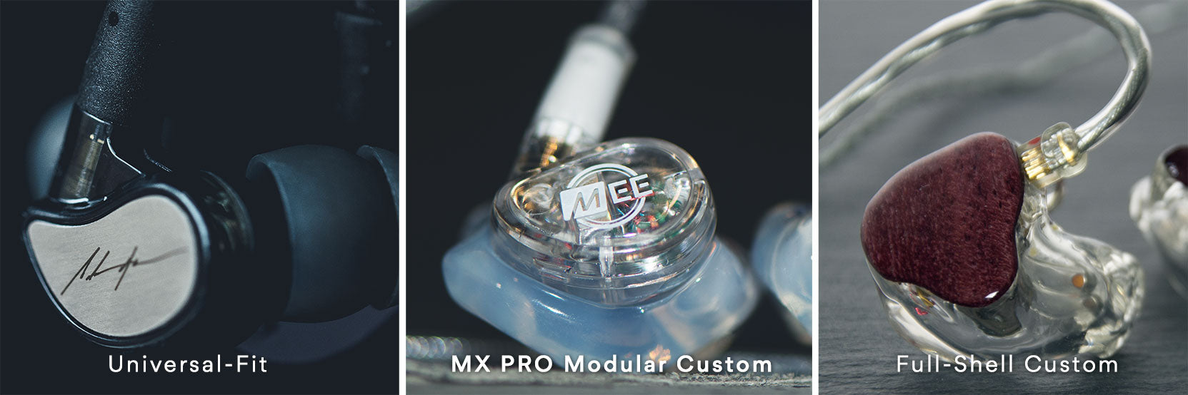 Comparison of universal-fit in ear monitors vs MX PRO modular in-ear monitors vs custom in ear monitors