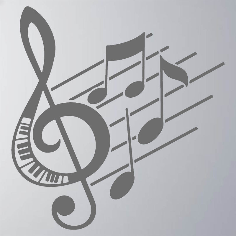 Adesivo - Notas Musicais Clave De Sol Piano Pauta Partitura Música