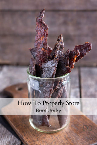 Beef jerky in a glass container