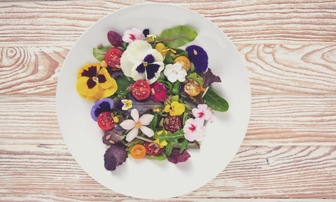 Flowers in a salad bowl