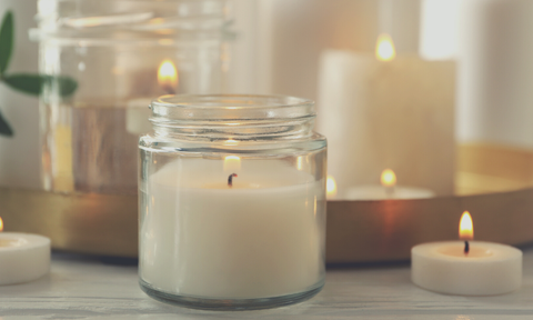 Candles poured into mason jars