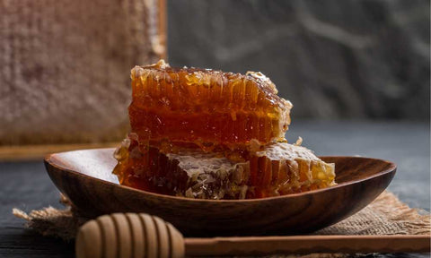 Raw honey combs stacked