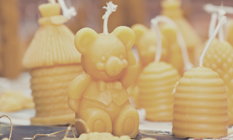 Poured raw beeswax candles