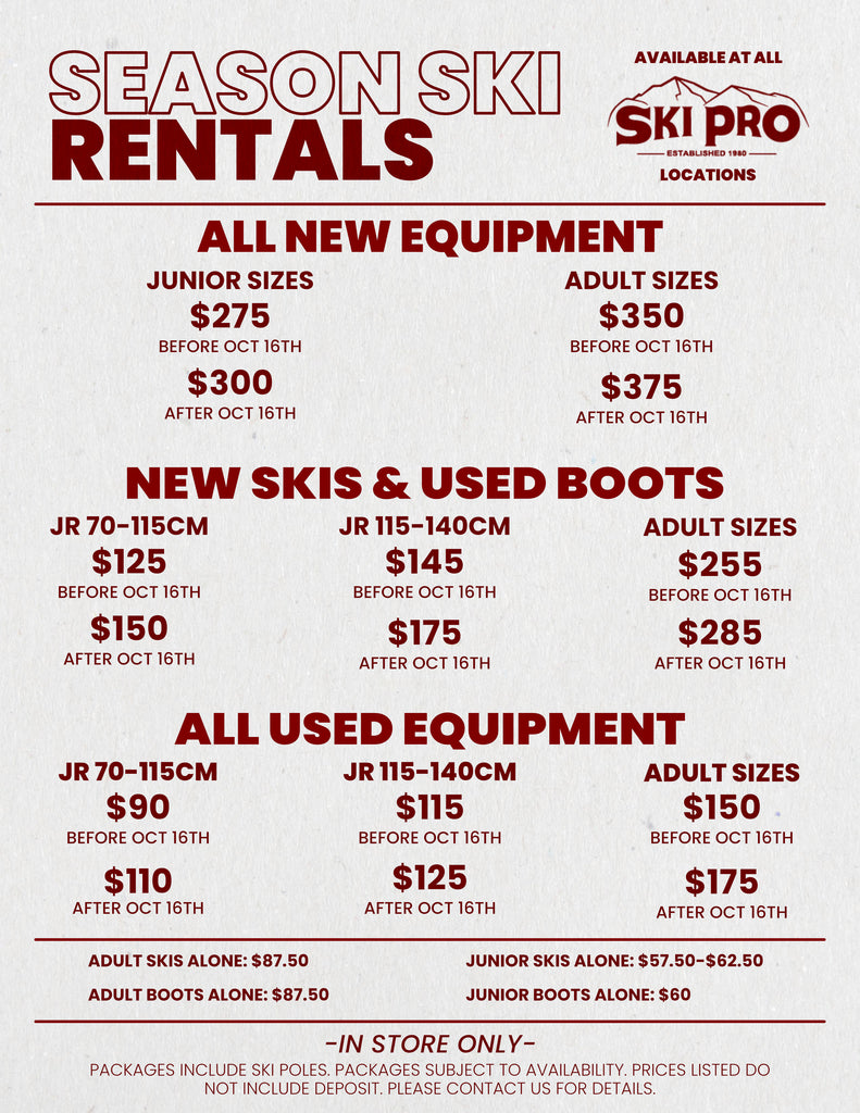 Ski Pro Season Rental Prices