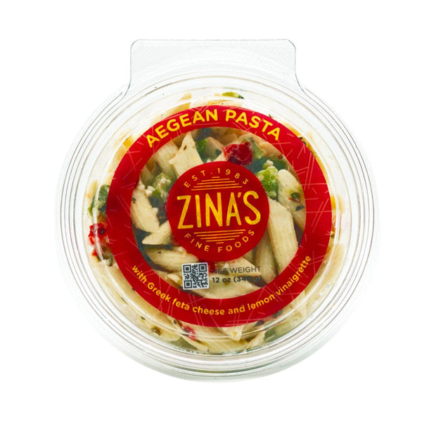 Aegean pasta in Zina's Salads Wholesale Foods plastic packaging