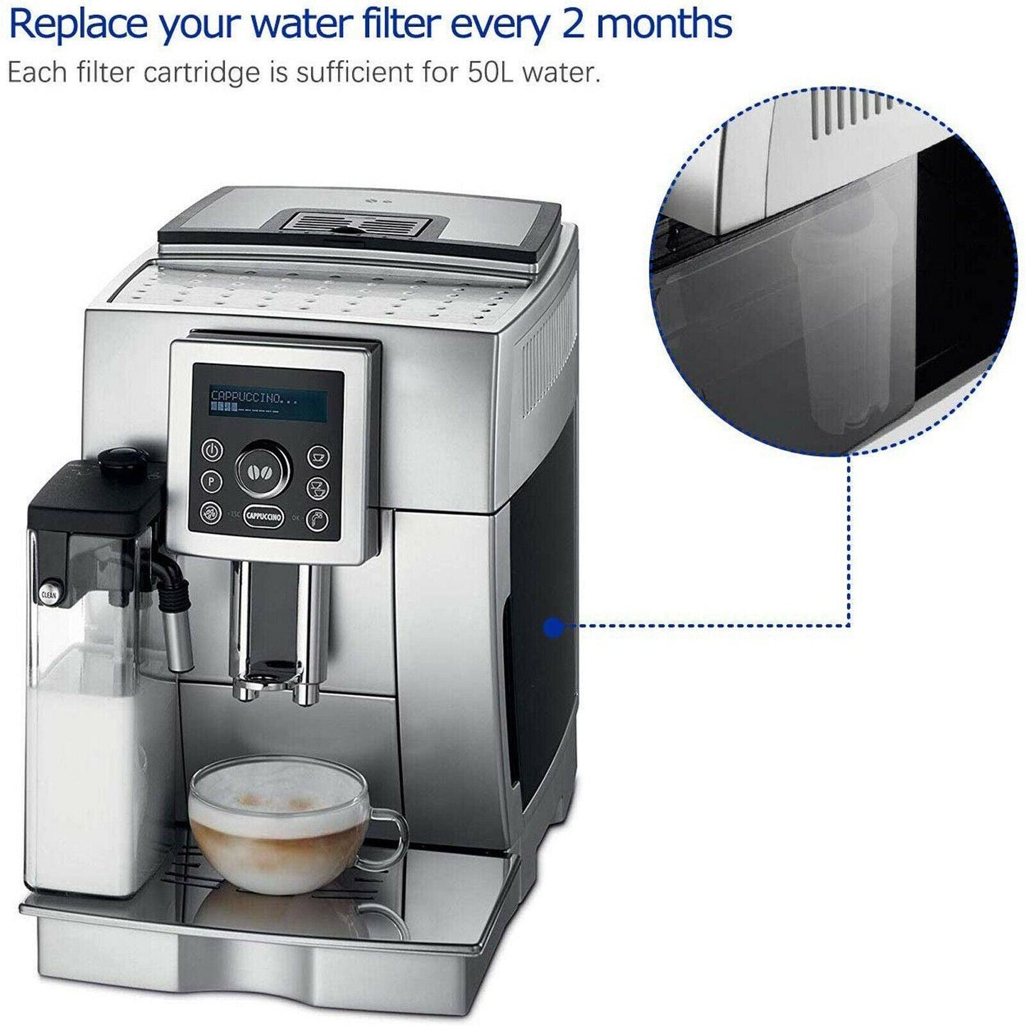 Coffee Water Impurity Softener Filter For DeLonghi DLSC002 Eletta ECAM45760W