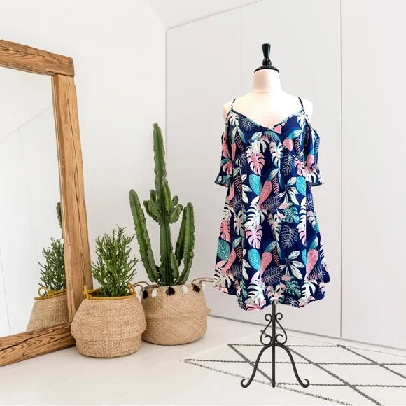 Cold Shoulder Tropical Dress