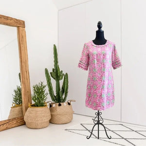 Silk Blend Medallion Dress - Greenhaven Mercantile