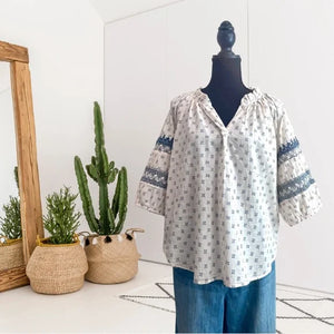 Crochet Trim Peasant Top - Greenhaven Mercantile