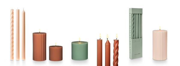 ILLUME pillar and taper candles for spring tablescapes