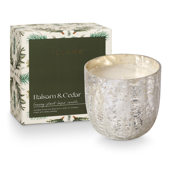 Illume Large Boxed Crackle Glass Candle Winter White