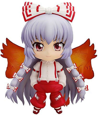 Good Smile's Fujiwara No Mokou Nendoroid, though used, radiates the immortal flame of Touhou Project.