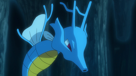 With its horse-like head and powerful fins, Kingdra reigns supreme in the ocean depths