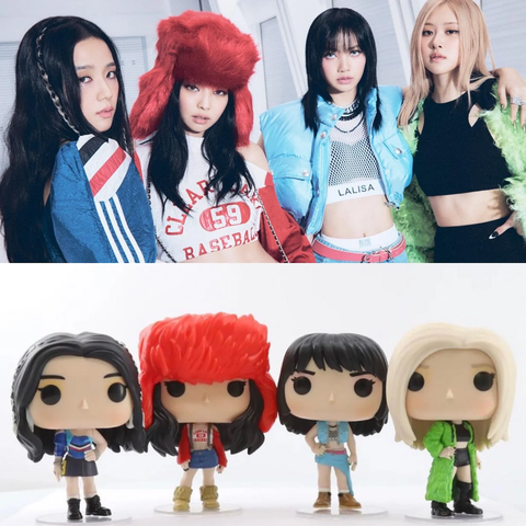 BLACKPINK in the famous Shut Down poster and their Funko Pop! version