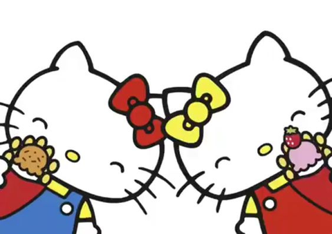 One of Hello Kitty facts is that Hello Kitty and Mimmy are identical in appearance