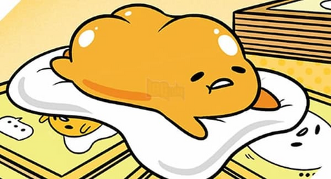 This character is depicted as a perpetually tired and apathetic anthropomorphic egg yolk.