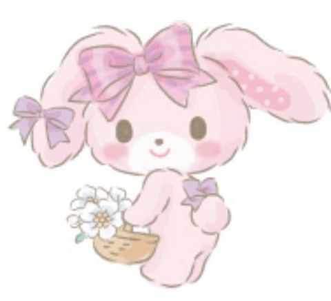 She is a pink rabbit character known for her love of cute ribbons and fashion