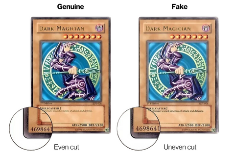 Examine the card's borders for misalignment