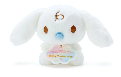 The Sanrio Cinnamoroll 20th Life-Size Plush Milk is a life-sized collectible plush, celebrating Cinnamoroll's 20th birthday
