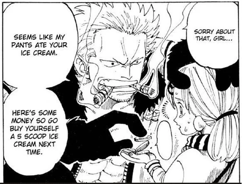 One Piece Smoker is actually very kind, as he comforted a little girl after she bumped into him