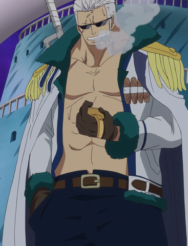One Piece Smoker's distinct trait is that he smokes two cigars at once