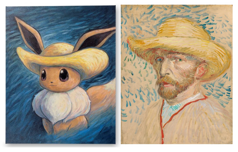 Pokemon, Vincent van Gogh  Eevee inspired by Self- Portrait with