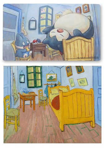 Munchlax & Snorlax inspired by ‘The Bedroom’, sowsow (1988) vs. Vincent van Gogh, ‘The Bedroom’, 1888