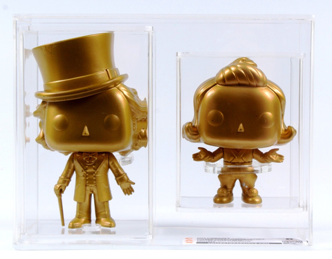The Golden Ticket Willy Wonka 2-Pack stands tall as the rarest Funko Pop, featuring golden Willy Wonka and an Oompa Loompa.