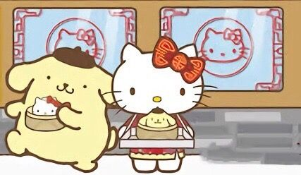 Hello Kitty and Pompompurin are created by Sanrio