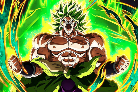 Enraged Broly, fueled by immense power and tragic past