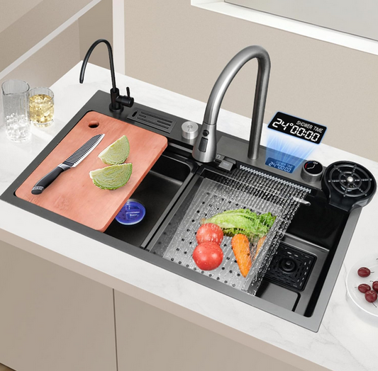 Pehohe Kitchen Sinks Waterfall Kitchen Sink Set 304 Stainless Steel Nano  Sink Home Sink Vegetable Basin with Pull-Out Faucet,Add Pressurized Sink  Glass Rinser - Yahoo Shopping