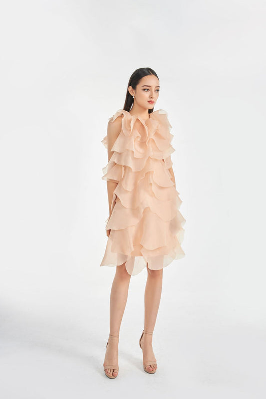 Brute Pastel Pink Ruffle Dress With Cut-Out Heart